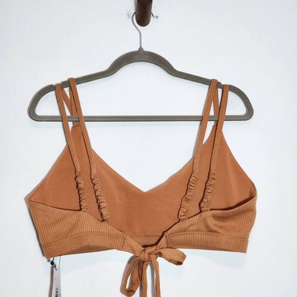 Terea by Andrea Pitter Terra Cotta Ribbed  Knit Tie-Back Bralette NWT Size XL - Picture 3 of 9